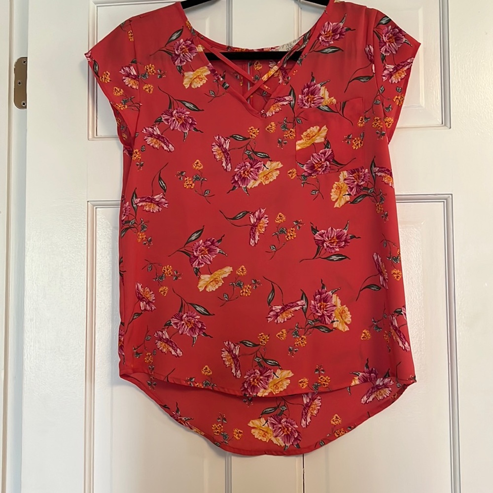 Pink flowy blouse